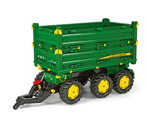 Rolly Toys rollyMulti Trailer John Deere Kipper (Dreiseitenkipper mit Gewindekurbel, Heckkupplung) 3 Jahre+, 125043, grün