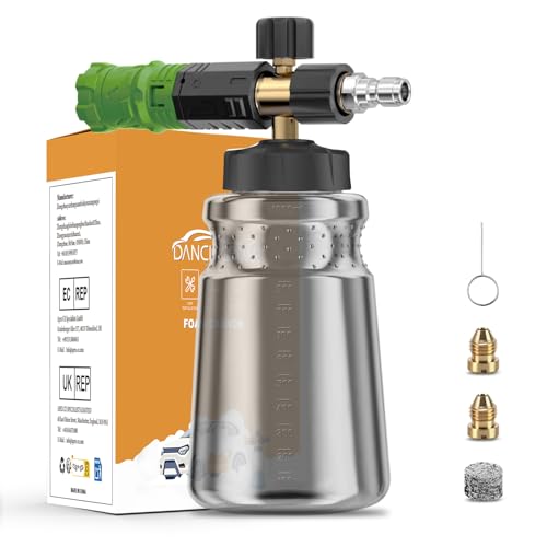 DANCINGBOAR 1L Einstellbare Schneeschaumlanze, Geeignet für 1/4“ Schnellanschluss Hochdruckreiniger, Verstellbare Schaumkanone, Dicke Schaumlanze, Ideal für Autowäsche und Reinigung