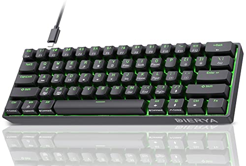 Dierya DK61se Gaming Tastatur,60% Prozent Mechanische Tastatur mit Blue Clicky Switch,Ultra-Compact Mini 61 Tasten Anti-Ghosting,Typ-C-Datenkabel,US Layout für PC Windows Gamer Typist,Schwarz