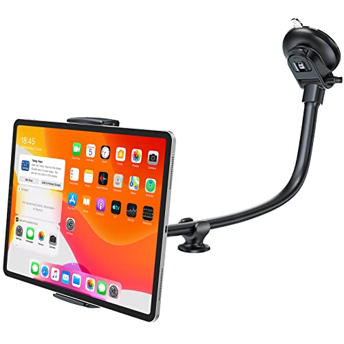 APPS2Car Tablet Halterung Auto,Tablethalterungen Auto,Für 7,9-11 Zoll Schwanenhals Tablet Halterung Auto Vorne Für iPad mini/9,7/10,2/10,5 Und Mehr,13' Long Arm Anti-Vibration 360 Grad Einstellbar