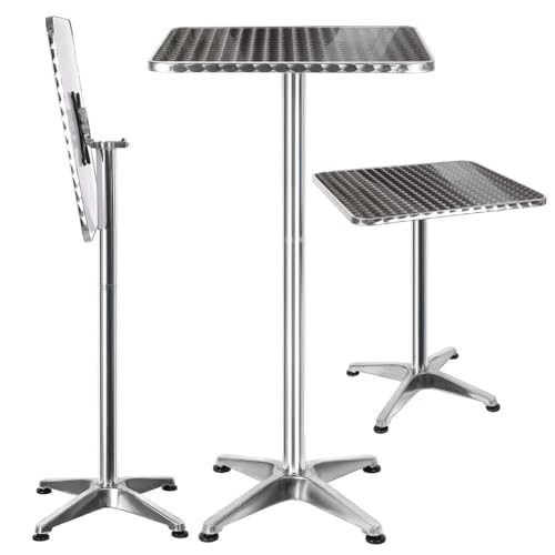 BAKAJI Aluminium Tisch für Außenbereich, klappbar, höhenverstellbar, Metall, 60 x 110 cm