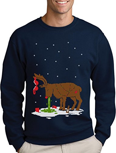 Green Turtle T-Shirts Witziges Ugly Sweater Geschenk Verkatertes Rentier Sweatshirt Large Marineblau