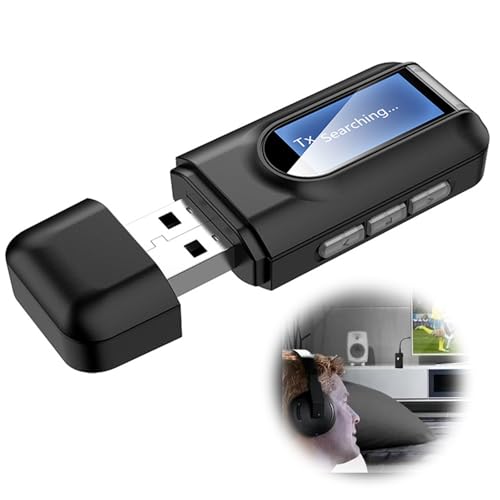 WIYETY Bluetooth Adapter Audio 5.0: 2 in 1 Wireless Bluetooth Sender mit 3,5mm Klinke, USB Bluetooth Transmitter für Auto TV PC Musik Headset Lautsprecher, Plug und Play