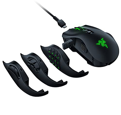 Razer Naga Pro Gaming Maus: Focus + 20K DPI optischer Sensor – Chroma RGB Beleuchtung – austauschbare Seitenplatte mit 2-, 7-, 12-Tasten-Konfigurationen – mechanische Schalter