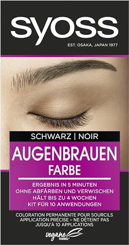 Syoss Augenbrauen Kit Augenbrauenfarbe 1–1 Schwarz Stufe 3 (17 ml), Augenbrauen färben für einen natürlichen Look und ein langanhaltendes Ergebnis