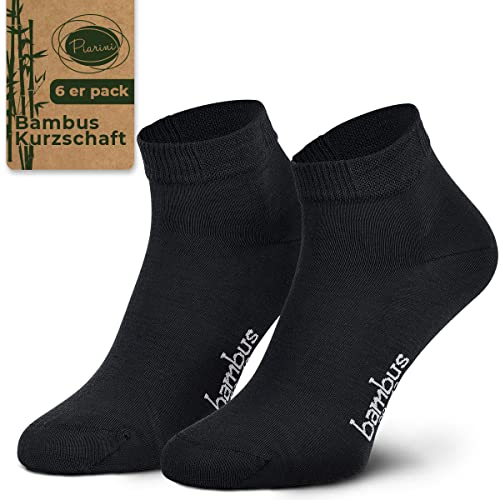 Piarini Gr. 39-42 6 Paar Bambussocken Herren-Socken kurz schwarz
