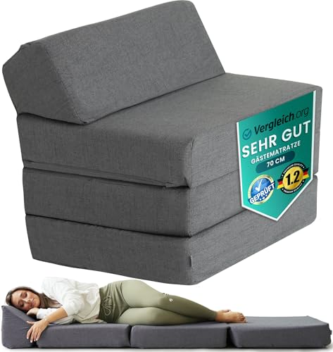 Schlafsessel mit Bettfunktion Klappbar - Klappsessel mit Schlaffunktion - Gäste Schlafsessel Klappbar - Sessel mit Schlaffunktion Klappmatratze Sessel - Schlafsofa Schlafsessel Gästebett (Dunkelgrau)