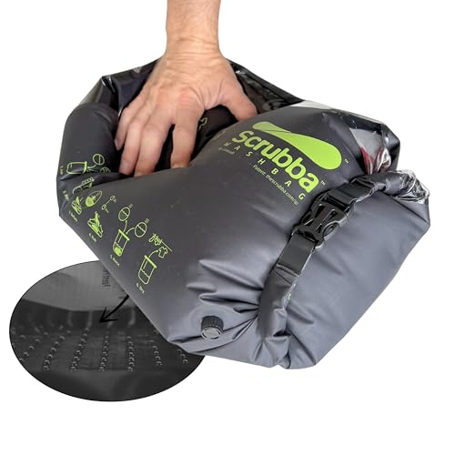 Scrubba Waschbeutel – Tragbare Mobile Waschmaschinen für Reisen & Camping – Leichte Handwaschmaschine Reiseutensil für Kleidung & Babykleidung – Nutzt Waschmittel oder Handseife – 150g