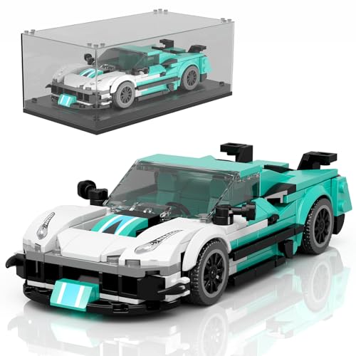 Mould King 27085 Speed Champion Technik Klemmbausteine Auto Supersportwagen Bausteine Set F8XX Rennwagen Modell mit Acryl Vitrine Geschenke für 8+ Kinder und Erwachsene(412 Teile)