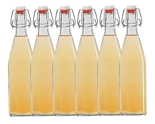 hocz 6er Set Bügelflaschen Bügelflasche Glasflaschen 500ml Typ A mit Bügelverschluss zum Selbstbefüllen