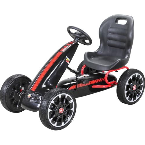 Actionbikes Motors GoKart Abarth FS595 | Lizenziert - Kettcar - Go Kart - Kinderauto mit Handbremse - Go Cart - Kinder GoKart - Tretauto - Kart - Kinderfahrzeug - Auto für Kinder ab 3 Jahre (Schwarz)