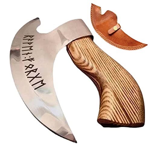 Pizzaschneider Wikinger Axt Pizza-Axt, Pizzamesse Wikinger Stahl Axt Pizzaschneider Mit Rutschfestem Holzgriff, Multifunktionale Scharfe Pizza-Schneidaxt Für Pizza, Torten, Salate, Obst（mit Holster）