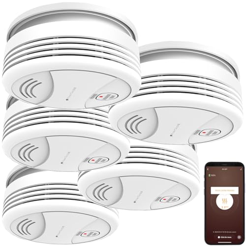 VisorTech Rauchmelder Smart: 5er-Set WLAN-Rauchwarnmelder, weltweite App-Benachrichtigung, 85 dB (Rauchmelder-Sensor, sprachgesteuerter, Tablet Halterung)