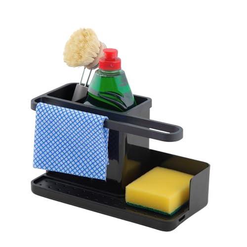 simplywire – Spülbecken-Caddy – Spülbecken-Organizer – Abnehmbare Auffangschale – Rutschfest – Schwarz