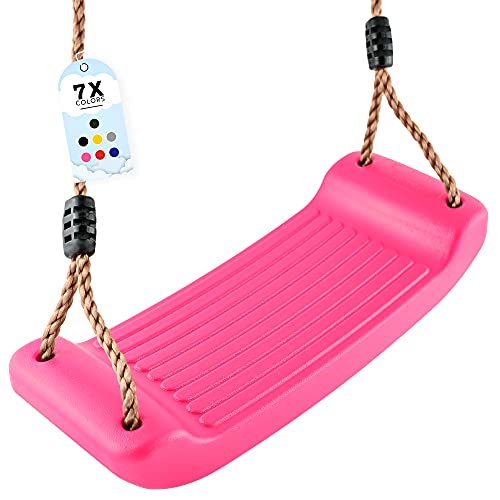 GO!elements Schaukel Garten - Kinderschaukel Outdoor Indoor - Schaukelsitz Schaukelbrett Brettschaukel für Kinder zum Schaukeln - Höhenverstellbar - rutschfest - Farbe: Pink
