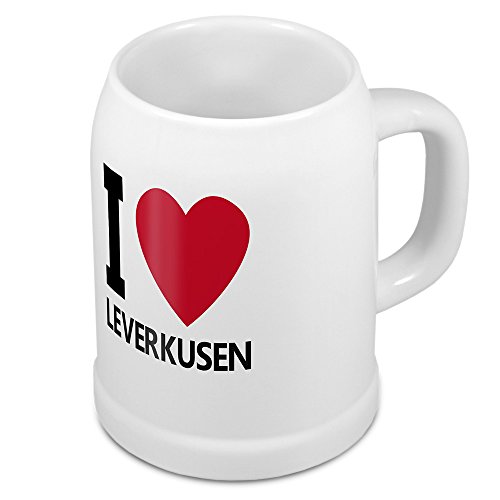 digital print Bierkrug mit Stadtnamen Leverkusen - Design stilvollem I Love Leverkusen - Städte-Tasse, Becher, Maßkrug