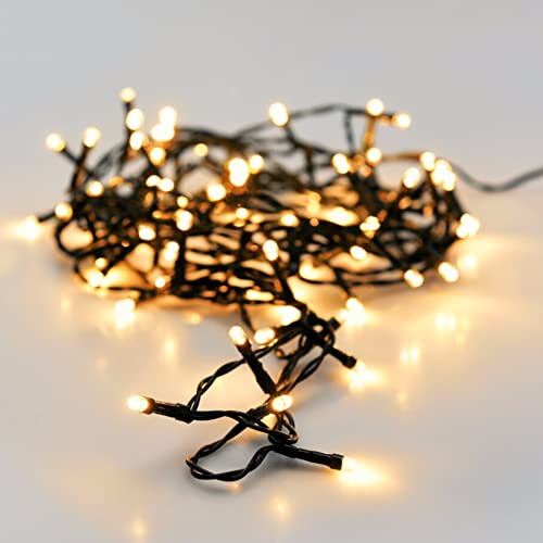 LILENO HOME Lichterkette Weihnachtsbaum 24 LED Batterie-betrieben [Warmweiss] - Lichterkette Außen und Innen [1,8 m] + [0,5 m] Zuleitung - als Weihnachten Deko, Christbaumschmuck (Schwarz)
