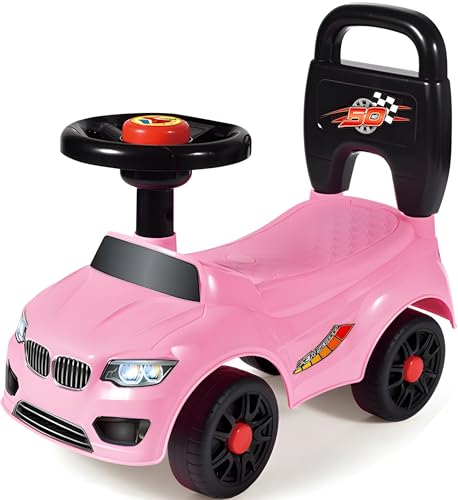 Kadii Rutschauto Kleines Kinderfahrzeug Lauflernhilfe mit Hupe Kippschutz Geschenk ab 10 Monaten (Pink)