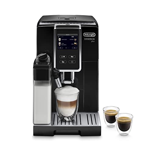 De'Longhi Dinamica Plus ECAM 370.70.B Kaffeevollautomat mit LatteCrema Milchsystem, Cappuccino & Espresso auf Knopfdruck, 3,5 Zoll TFT Touchscreen Farbdisplay, Kaffeekannen-Funktion, schwarz