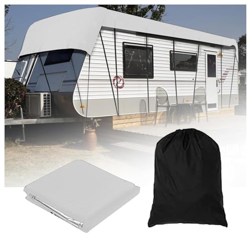 LFLIFENG Wohnwagen Schutzdach 210D Oxford-Gewebe Wohnwagen Abdeckung Wind-, Regen- Und Schneefest Wohnwagenplane Geeignet Für Jede Jahreszeit Und Jedes Klima,Grey-6.5m×3m