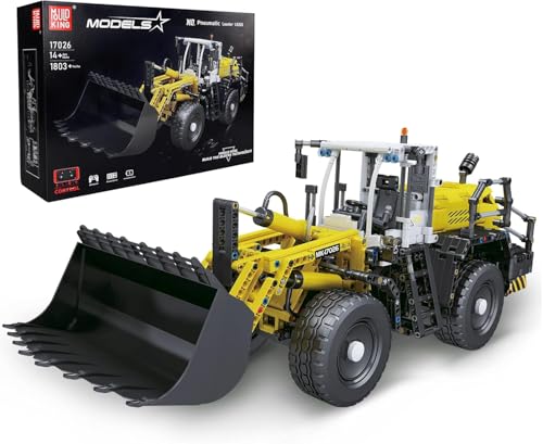 Mould King 17026 Technik RC Bulldozer, 1803 Teile Pneumatischer Radlader mit Fernbedienung & Motoren, Baufahrzeug ModellBausatz Geschenk für Jungen und Mädchen ab 14 Jahren