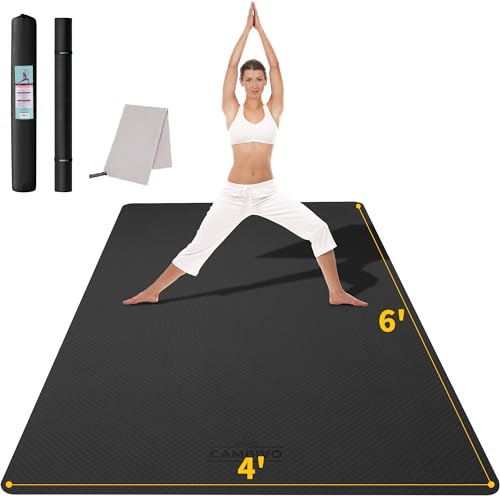 CAMBIVO Yogamatte XXL, Yoga Matte groß 183cm x 122cm x 6mm, Dicke Sportmatte Fitnessmatte rutschfest, TPE Gymnastikmatte Schwarz, Turnmatte Bodenschutzmatte für Pilates, Gym, Zuhause, Workout