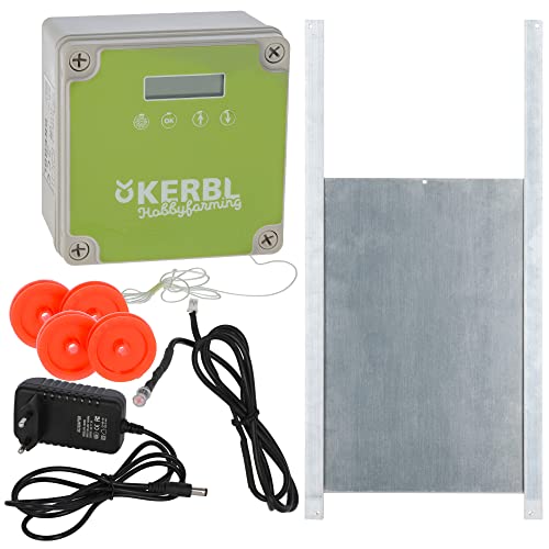 Kerbl 70546 Automatische Hühnertür Set inklusive Schiebetüre, Hühnerklappe Geflügelklappe Geflügelstallklappe Tür 300 x 400mm