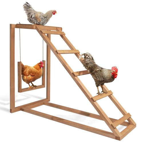 IDMarket Spielplatz aus Holz für Hühner mit Schaukel und Sitzstange