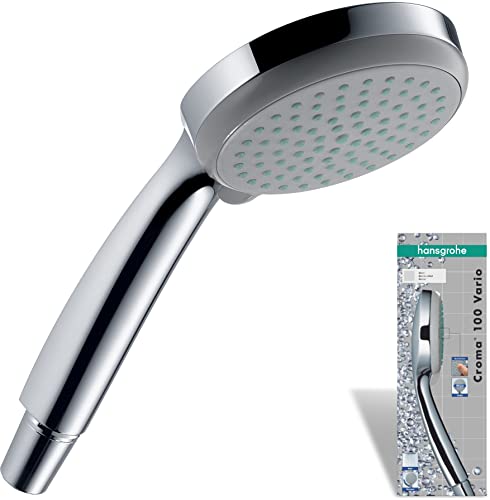 hansgrohe wassersparende Handbrause Croma 100, Sparduschkopf (EcoSmart), Duschkopf mit 4 Strahlarten, Duschbrause, Antikalk-Funktion, Chrom