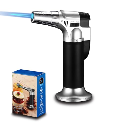 QIANCSJ Flambierbrenner, Küchenbrenner Nachfüllbarer Bunsenbrenner, Crème Brulée Brenner mit Sicherheitsschloss für Küche Desserts Grillen Camping (Butan Nicht Inbegriffen)