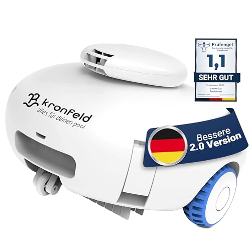 KRONFELD Poolroboter Akku inkl. einzigartigem Feinstaubfilter - 90 min. leistungsstarke Reinigung - Poolreiniger für jeden Pool - Poolroboter mit Akku - NEU Roby 2.0