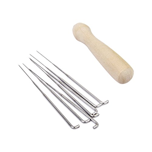 asdfs Set 7 Stueck Filznadeln mit Holzgriff Wollfilz Werkzeug Filzen Bausatz