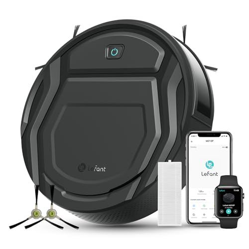 LEFANT Saugroboter mit Fernbedienung, 2200Pa Starke Saugkraft, M210P Staubsauger Roboter für Tierhaare, Roboterstaubsauger mit Ladestation, Kompatibel mit Alexa und APP Steuerung, 120 Min Laufzeit