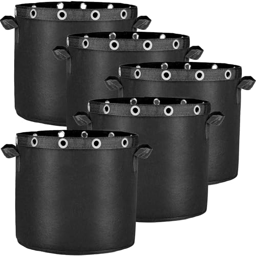 Zouway 5X Pflanzsack 30L aus Vliesstoff, Pflanzsäcke für Niedrigstress Pflanzentraining, Wiederverwendbarer Pflanzkübel, Stofftopf für Balkon Terrasse Gewächshaus & Garten