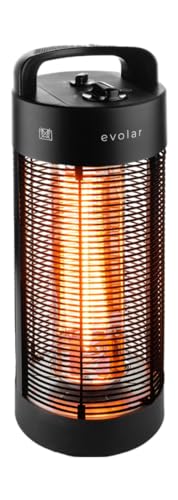 Evolar EVO-HD55 Standheizer - Infrarot Standheizstrahler, Elektrischer Heizstrahler mit 360° Oszillation - Wärmestrahler für Terrasse, Balkon - Standheizung mit Umkippschutz - 600/1200 W - Schwarz
