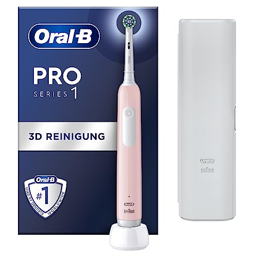 Oral-B Pro Series 1 Elektrische Zahnbürste/Electric Toothbrush, 1 Aufsteckbürste, 3 Putzmodi und Drucksensor für Zahnpflege, Reiseetui, Designed by Braun, pink