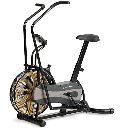 SportPlus Air Bike mit Luftwiderstand, Heimtrainer für HIIT, Indoor Bike, beleuchtetes Display, bis 100 kg belastbar