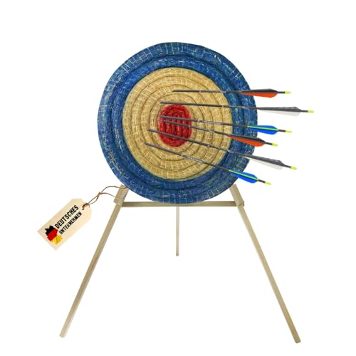 Runde Strohscheibe Deluxe - Ø 80 cm | Dicke: 8 cm | blau-rot, Zielscheibe für Pfeil und Bogen, Bogenschießen Kinder Erwachsene - Stroh Ziel ohne Ständer