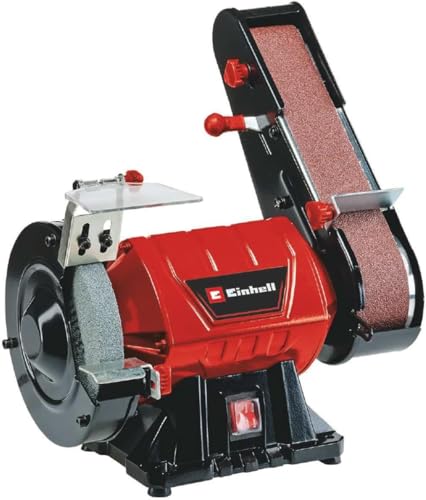 Einhell Stand-Bandschleifer TC-US 350 (350 Watt, Schleifband-/Schleifscheibenfunktion, Schutzhaube, Funkenschutzglas, inkl. Grobschleifscheibe + Schleifband) Kabelgebunden