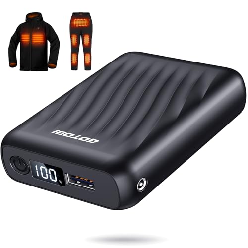 GOTOBI 18400mAh Powerbank für Heizweste,12V/5V Akku mit LED-Display und DC/USB/Type-C-Ausgang für beheizte Jacken, Westen und Hoodies