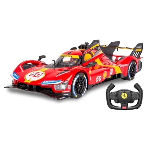 JAMARA Ferrari 499P 1:14 rot 2,4GHz Tür manuell - Offiziell lizenziert, detailgetreuer Innenraum, originalgetreue Lackierung, transparente Windschutzscheibe, LED Licht, RC-Auto