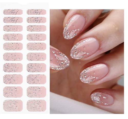 JMEOWIO Nagelfolie Schwarz Weiß Glitter Hell Rosa Gel Nail Nagelfolien Selbstklebend Nagelsticker Uv Härtend Dekoration Nageldesign Zubehör