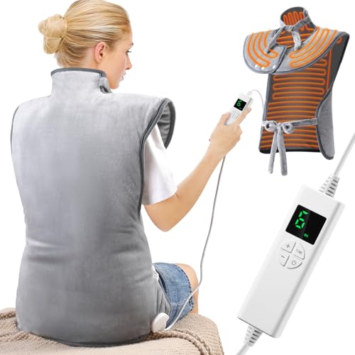 OneAmg Heizkissen für Rücken Schulter Nacken 61x94cm Heizkissen mit Abschaltautomatik Schnelle Erwärmung, mit 4-Stunden-Timer und 6 Heizstufen Flanellmaterial, Waschbar Wärmekissen Elektrisch