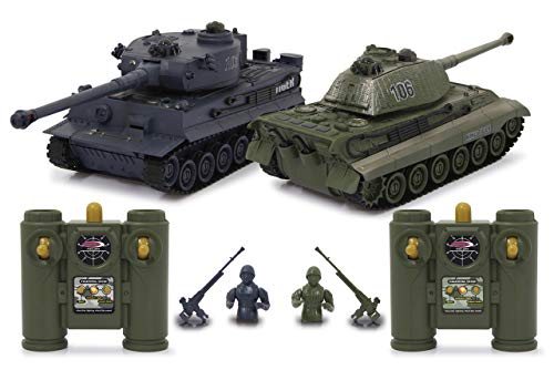 Jamara 403635 Panzer Tiger Battle Set 2,4 GHz-Battlemodus mit simulierter Schadensanzeige (Antriebsausfall, Kampf-und Fahrunfähig), extrem wendig, Geschützfeuer, Maschinengewehrfeuer, Grün/Schwarz