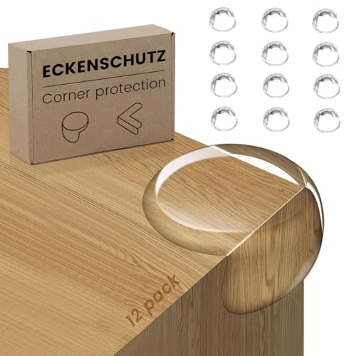 FUHOMI 12 Stücks Kantenschutz Baby Eckenschutz Baby Selbstklebend Transparent Tischkantenschutz Eckschutzkanten Baby kindersicherung Mit Verbessertem Superkleber für Baby Sicherheit (12PCS)