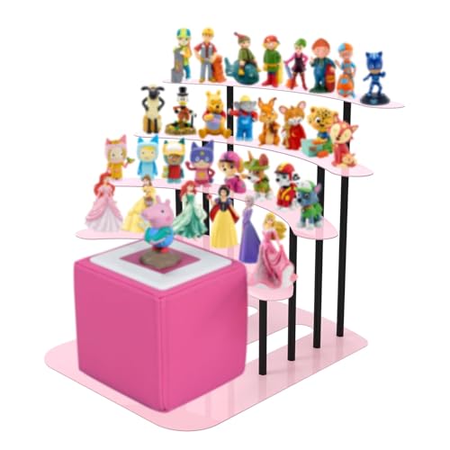JYiuog Regal für Tonie, Metall Display ständer für Toniebox，Aufbewahrungsregal für 30–40 Figuren , kinderzimmer deko, Geschenke für Kinder(Rosa)