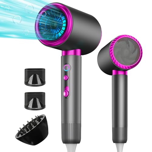 AIUNAOM Ionen Föhn 2400W Haartrockner Konstanter, leiser Schnelltrockner mit Kalt-/Heißschalter Hair Dryer, 3 Geschwindigkeiten, 2 Konzentrator und Diffusor, ideal für Zuhause, Salons und Reisen