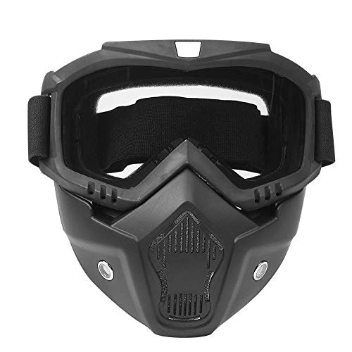 Keenso Reitbrille Maske Motorradbrille mit abnehmbarer Maske für Outdoor-Aktivitäten Wintersport Schutz für Männer Frauen Jugend (Transparent)