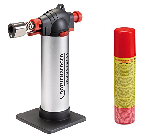 ROTHENBERGER Industrial - Crème Brûlée Gourmetbrenner inkl. 1x Nachfüllgas | Bunsenbrenner | Küchenbrenner | Lötbrenner | 450° Arbeitstemperatur | großer Gastank | 035126E