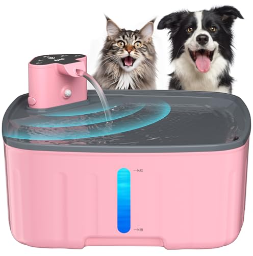 Trinkbrunnen für Hunde Kabellos,Kittyspout 8L/ 270 oz Grosse Hundebrunnen/Katzenbrunnen mit Bewegungsmelder, Hunde Trinkbrunnen Kabellos mit Akku 5000mAh, mit Leiser Pumpe und Aktivkohlefilter